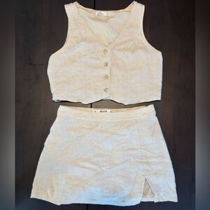 Hollister Linen Blend Set - Mini Skort + Vest (Size: M for both)